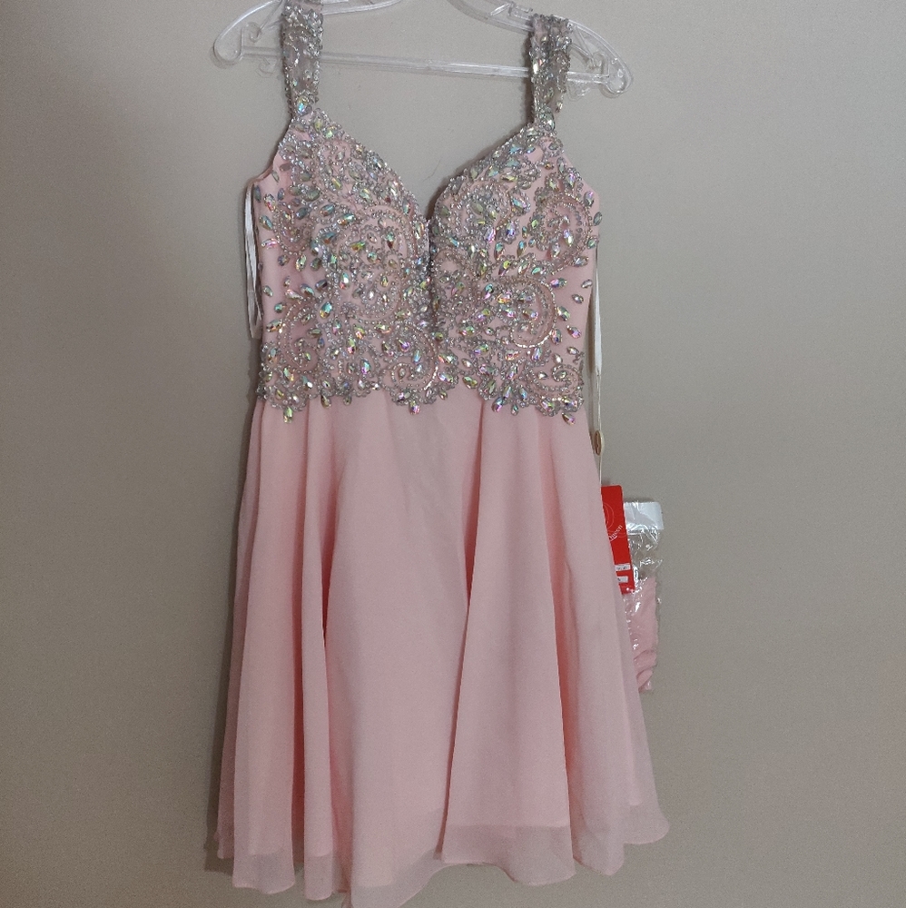 Beaded Pink Cocktail Dress